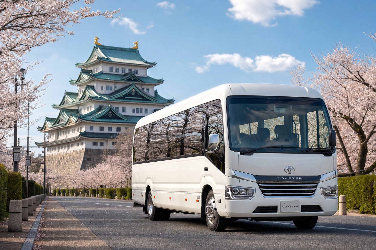 White Toyota Coaster